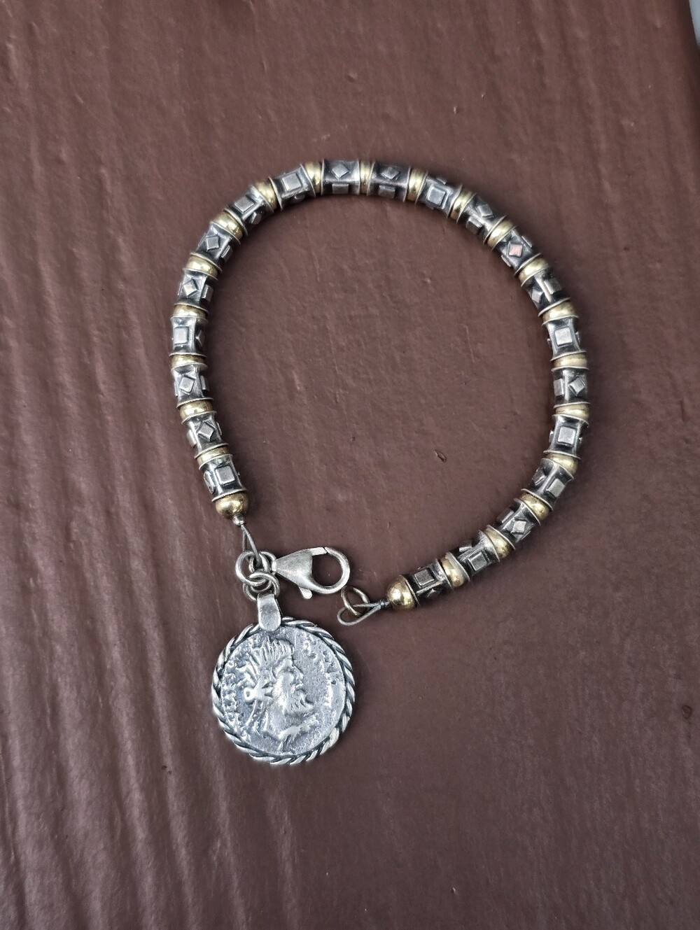 SILPADA  Sterling Silver Vintage Coin 2-tone charm bracelet